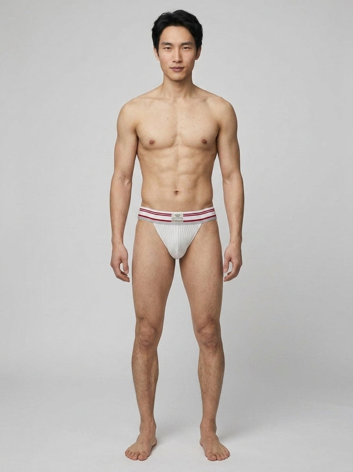 HisJock Core Jock in Virgin White 2 inch waistband – men's white classic athletic jockstrap