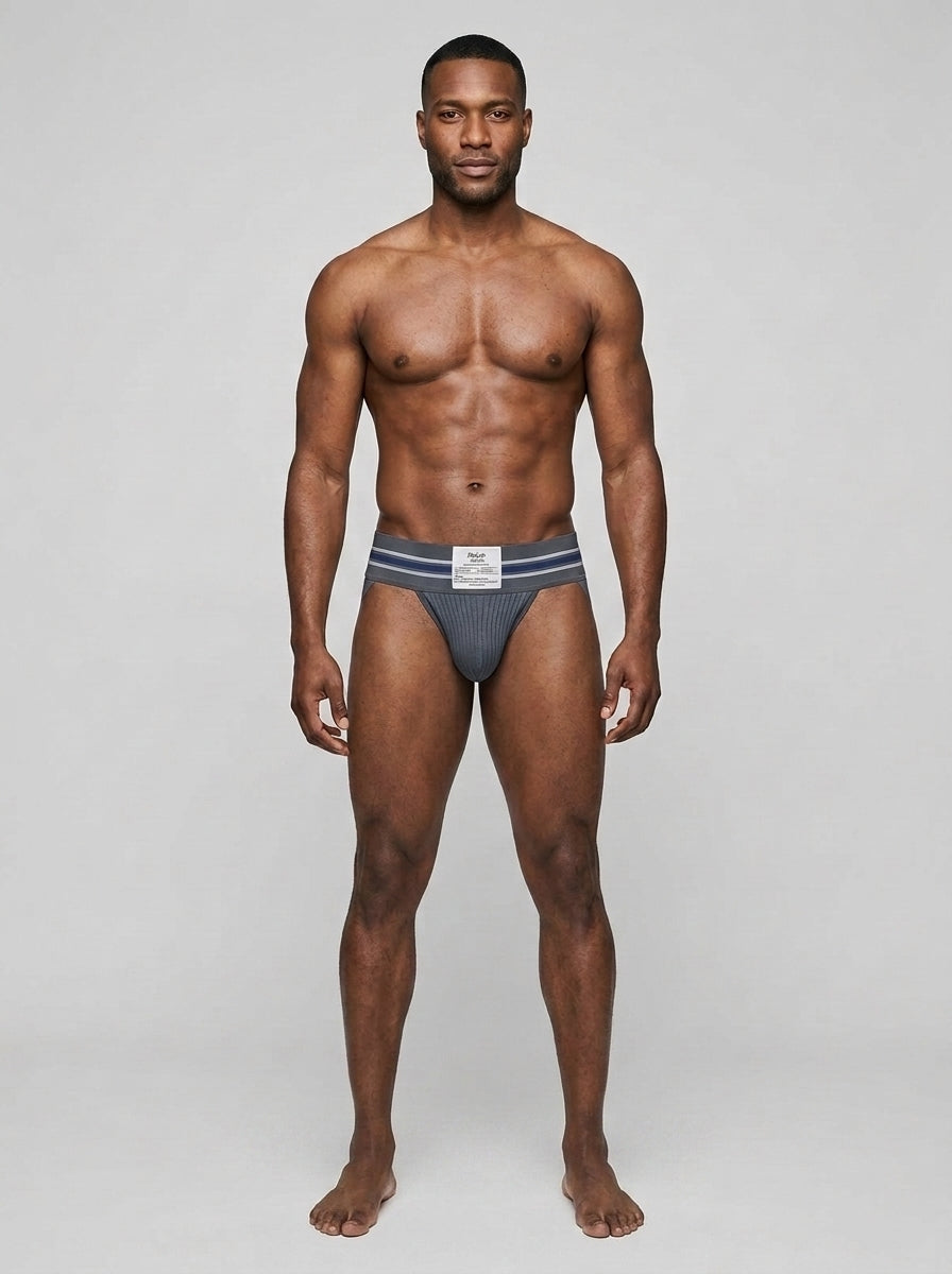 HisJock Core Jock in Zaddy Grey 3 inch waistband – men's grey classic athletic jockstrap