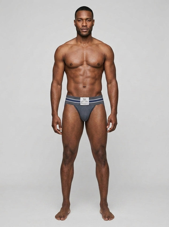 HisJock Core Jock in Zaddy Grey 3 inch waistband – men's grey classic athletic jockstrap