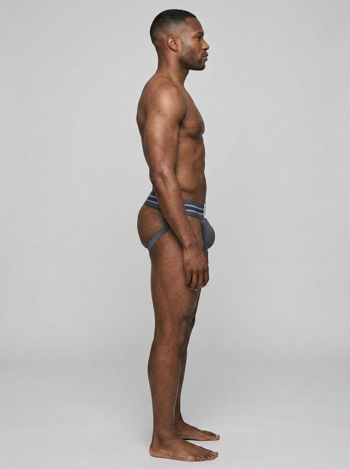 HisJock Core Jock in Zaddy Grey 3 inch waistband – men's grey classic athletic jockstrap