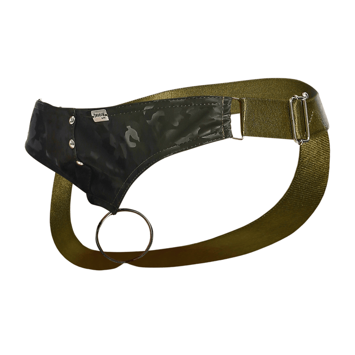 MaleBasics DNGEON C-Ring Jockstrap — Camo Faux Leather | Men's Fetish Underwear