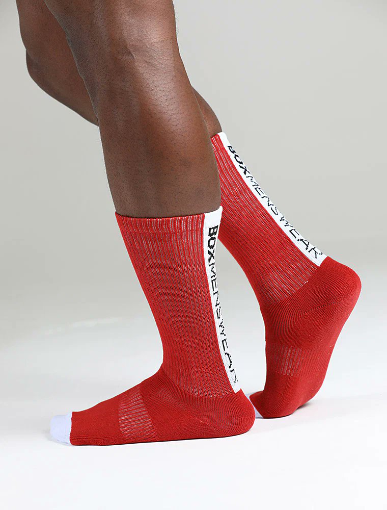 Box Menswear Lux Sports Socks Reverse Blue Strip