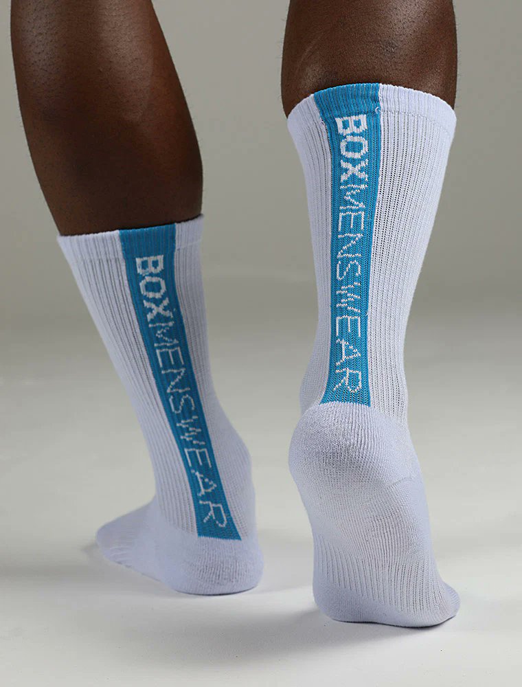 Box Menswear Lux Sports Socks Reverse Blue Strip