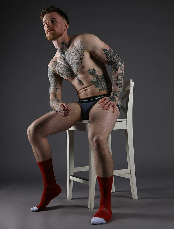 Box Menswear Lux Sports Socks Reverse Blue Strip
