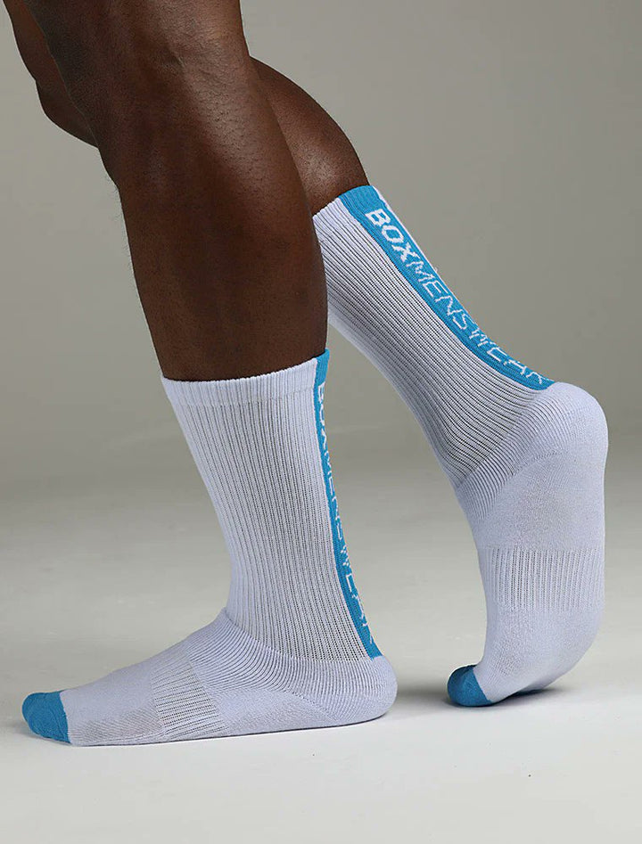 Box Menswear Lux Sports Socks Reverse Blue Strip