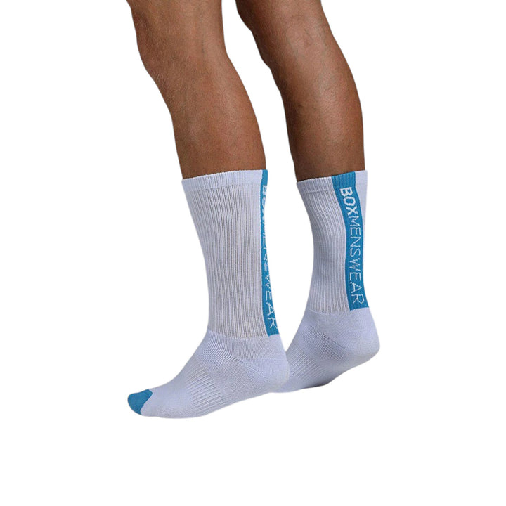 Box Menswear Lux Sports Socks Reverse Blue Strip