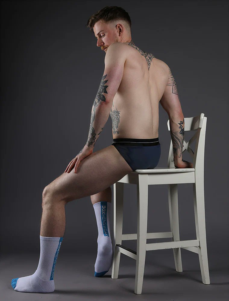 Box Menswear Lux Sports Socks Reverse Blue Strip