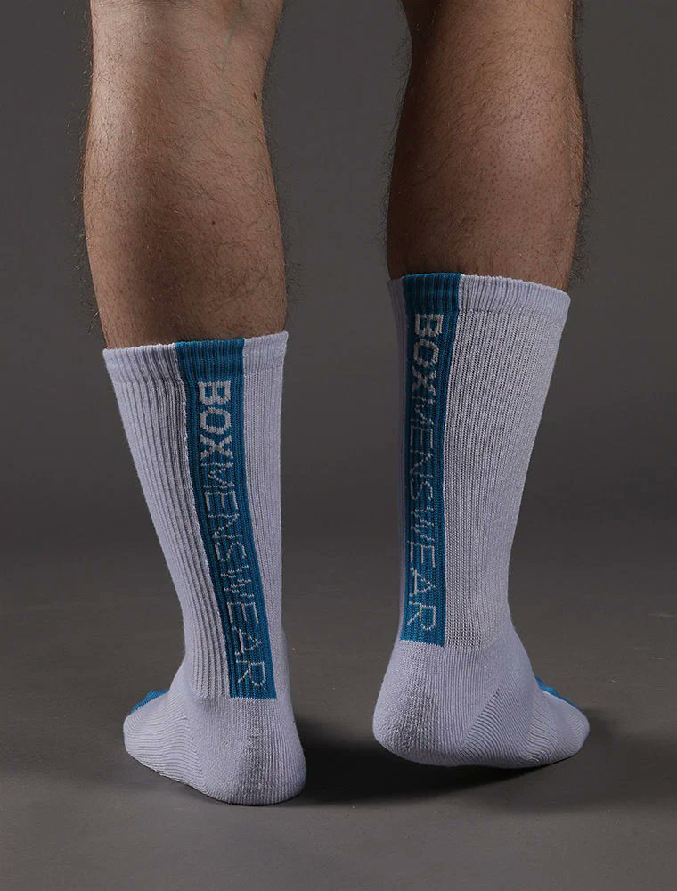 Box Menswear Lux Sports Socks Reverse Blue Strip