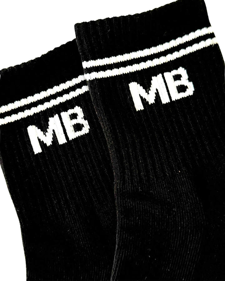 Black & White Stripe Unisex Half Crew Socks Grip Socks
