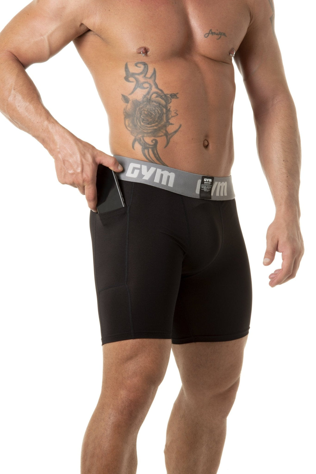 GYM Men's Performance Compression Shorts with Phone Pocket