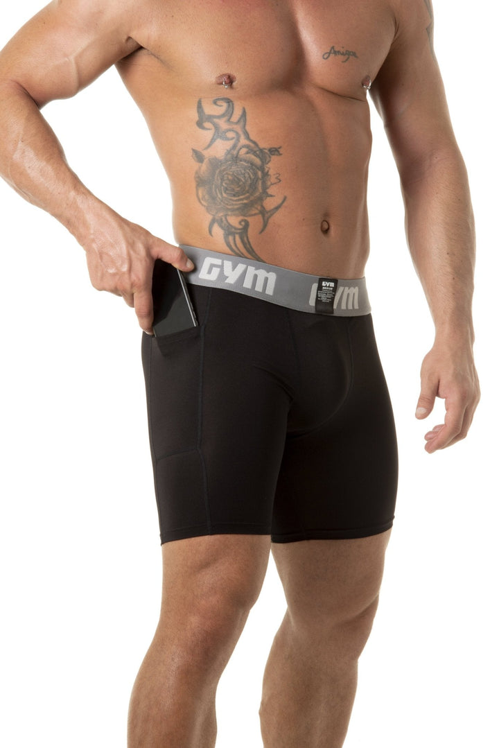 GYM Men's Performance Compression Shorts with Phone Pocket
