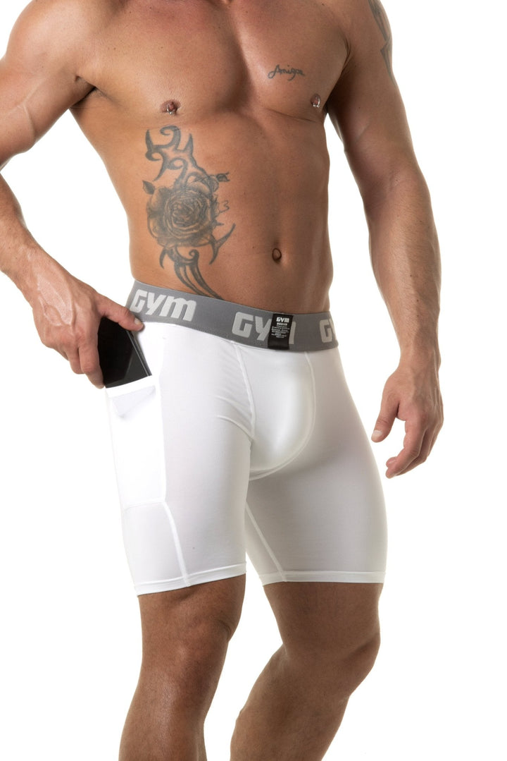 GYM Men's Performance Compression Shorts with Phone Pocket