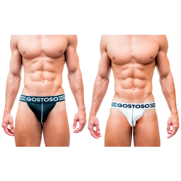 CA-RIO-CA Men's Gostoso Solid Stripes Logo Jockstrap 2pack Jockstraps in 