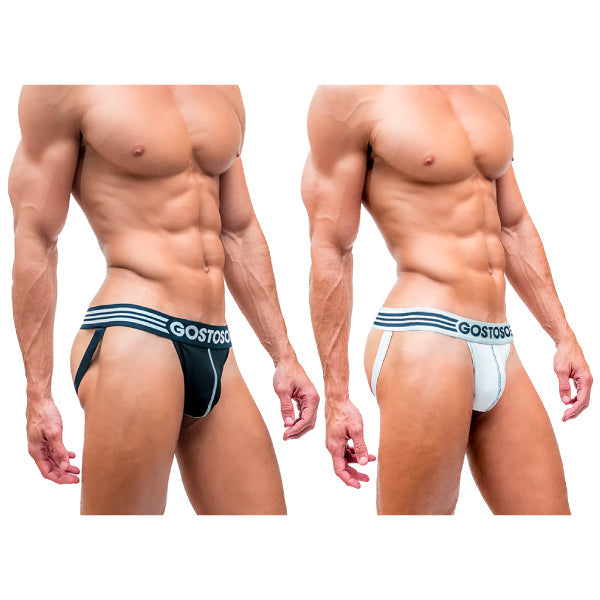 CA-RIO-CA Men's Gostoso Solid Stripes Logo Jockstrap 2pack Jockstraps in 