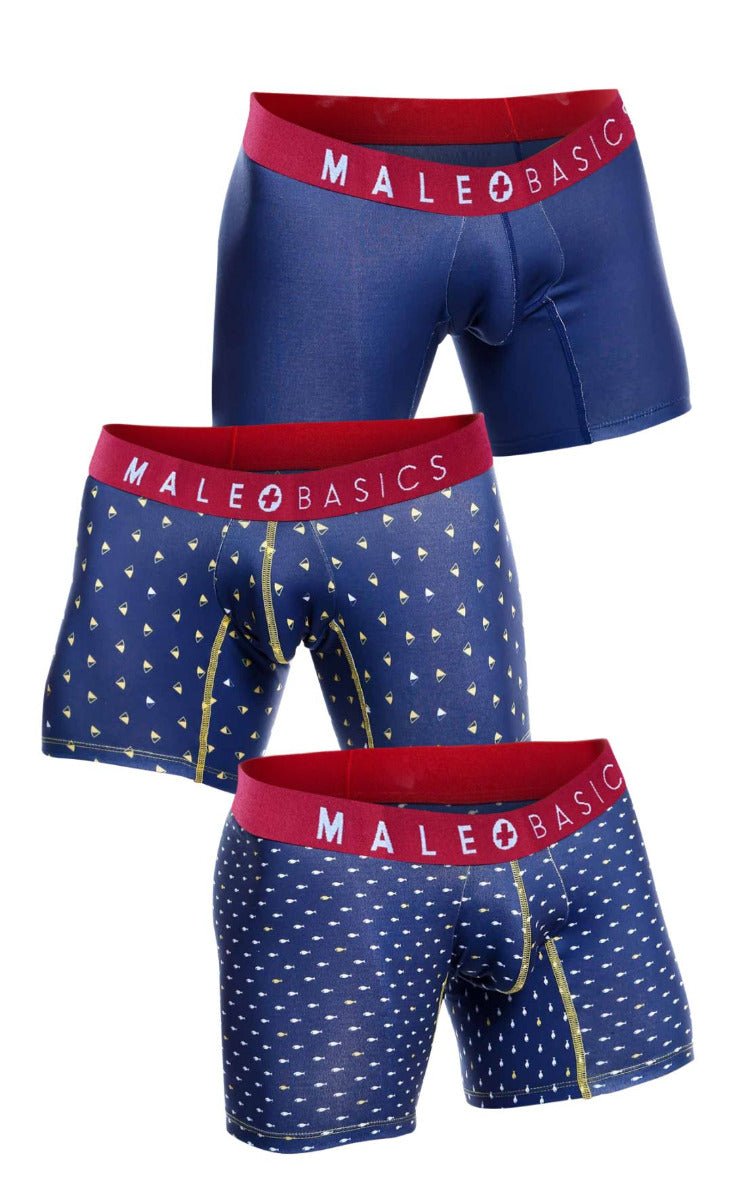 MaleBasics 3-Pack Boxer Brief Marine – Premium Sublimated Viscose Stretch Pack