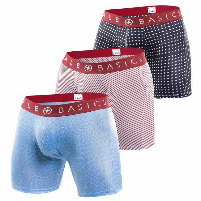 MaleBasics Men’s Boxer Briefs 3-Pack - Comfortable Printed Cotton Underwear
