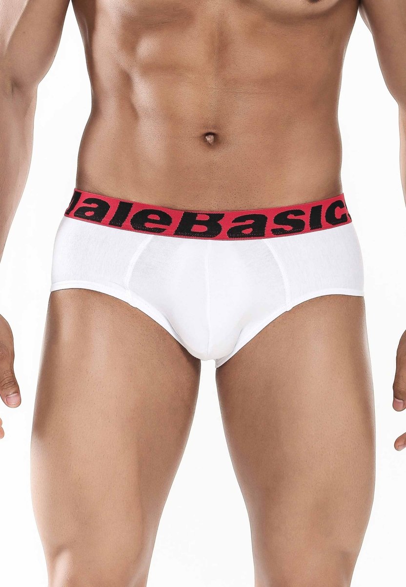 MaleBasics Men's Brief 3-Pack – Breathable Cotton Stretch Briefs in Black, White, & Red