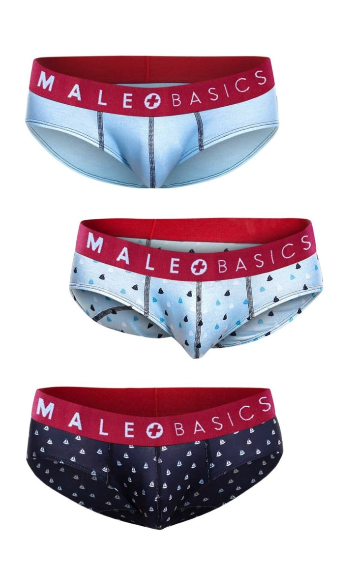 MaleBasics 3-Pack Brief Prints – Boats Nautical Design Men's Underwear Bundle