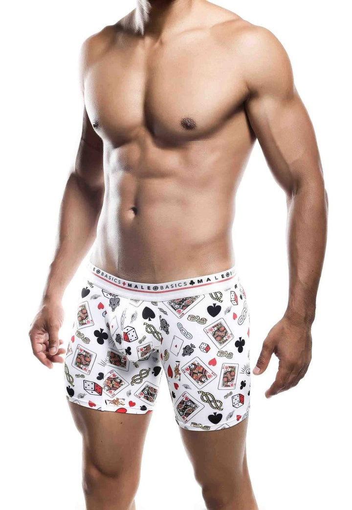 Malebasics Poker Print Boxer Briefs – Breathable Hipster Underwear for Men