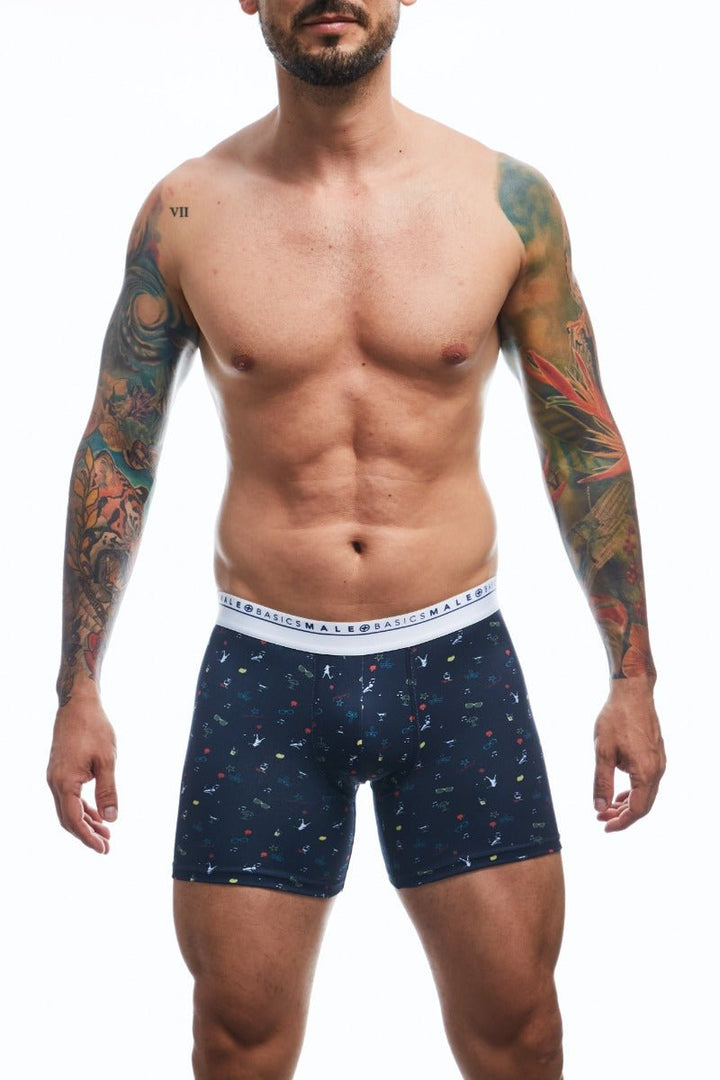MaleBasics Men's Party Fun Boxer Briefs – Vibrant Print, Supportive & Wrinkle-Free