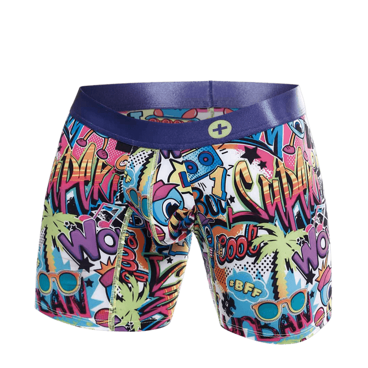 MaleBasics Men's Hipster Boxer Brief Comics – Low Rise Comic Print Underwear for Men