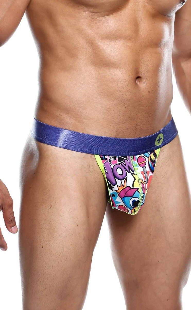 MaleBasics Hipster Thong for Men – Low Rise Seamless Pouch Underwear with Fun Comic Prints