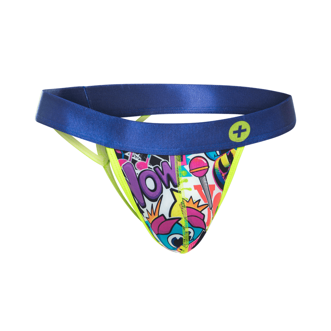 MaleBasics Hipster Thong for Men – Low Rise Seamless Pouch Underwear with Fun Comic Prints