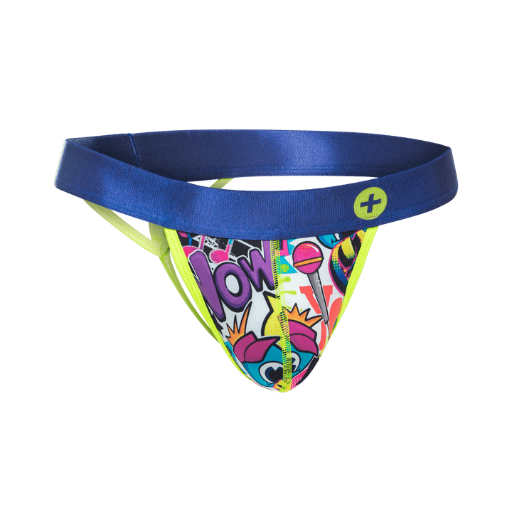 MaleBasics Hipster Thong for Men – Low Rise Seamless Pouch Underwear with Fun Comic Prints