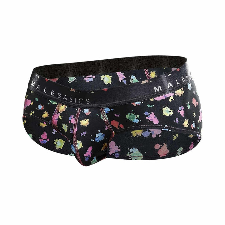 Malebasics Men’s Hipster Briefs - Black Splash Print Microfiber