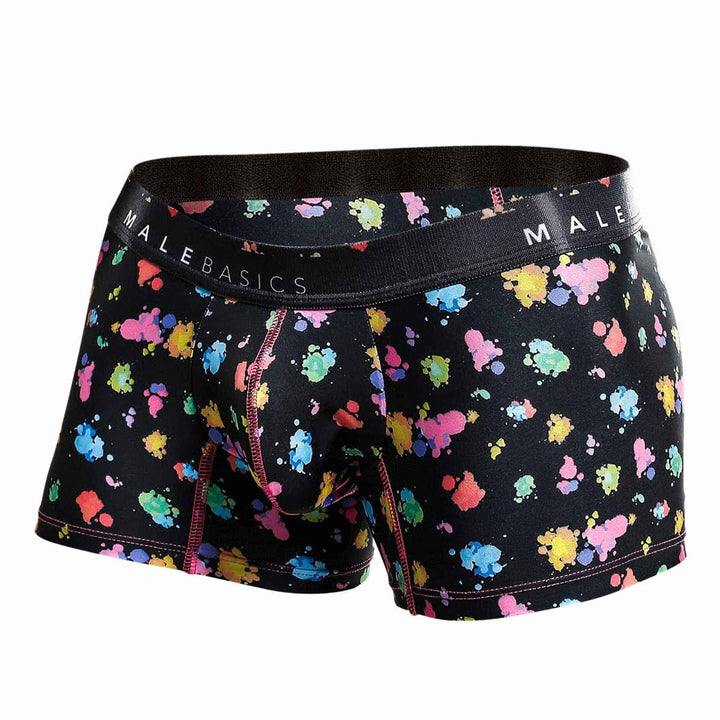 Malebasics Men's Black Splash Hipster Trunks – Breathable Paint Spatter Underwear