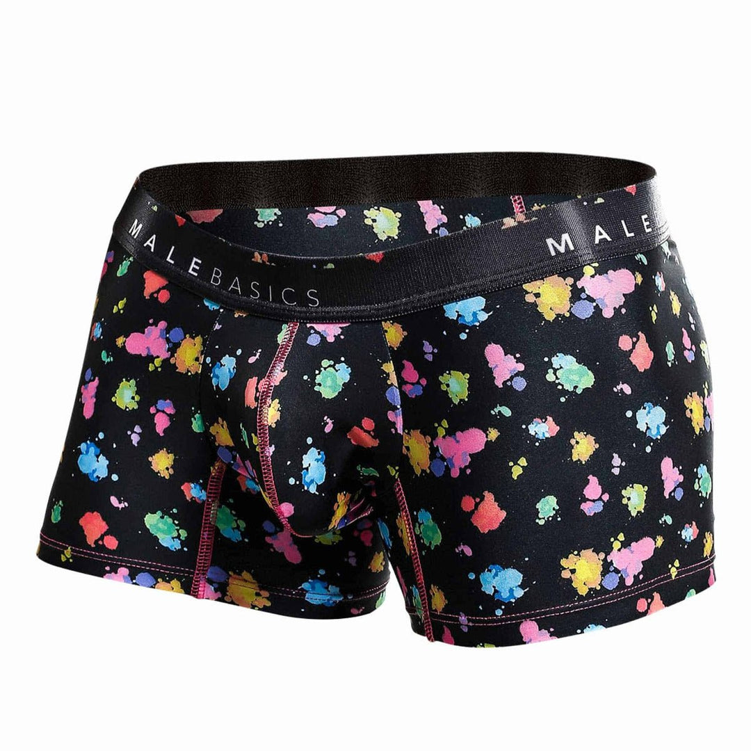 Malebasics Men's Black Splash Hipster Trunks – Breathable Paint Spatter Underwear