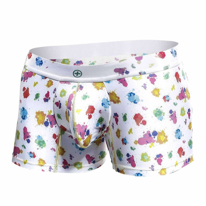 Malebasics White Splash Hipster Trunks – Breathable Paint Spatter Men's Underwear