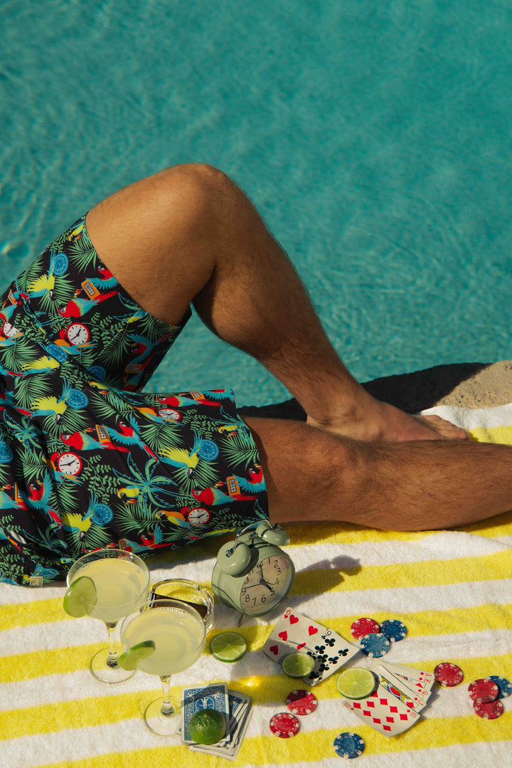 Shinesty The 5 O'Clock Somewhere Margaritaville Ball Hammock 8 inch swim trunks – tropical print