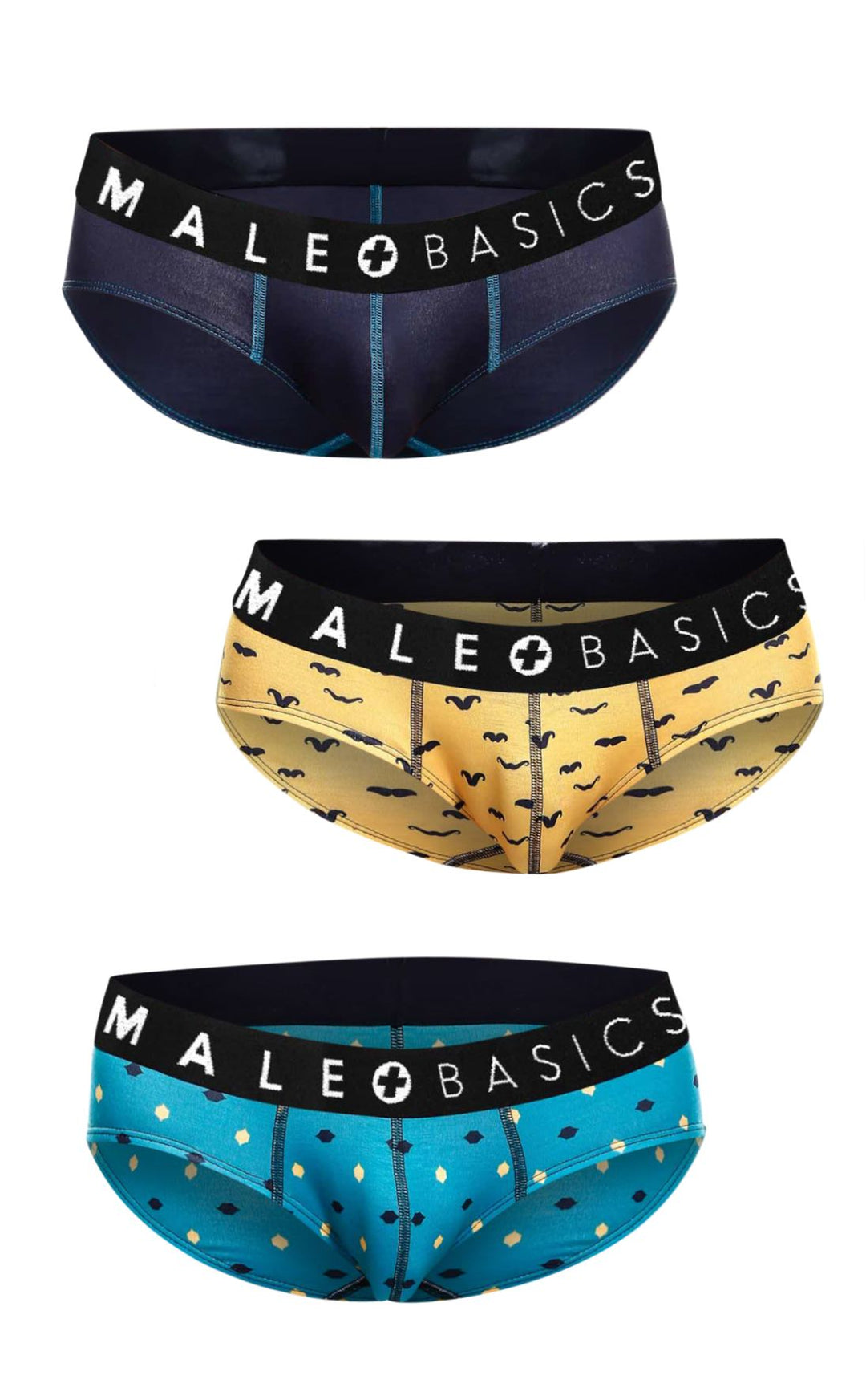 MaleBasics 3-Pack Brief Prints - Stache | Breathable Men's Briefs