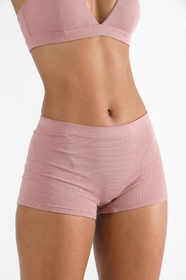 The Bell Pep Red Chambray Micro-Modal Boyshort Underwear - Soft Textured Lounge Panty
