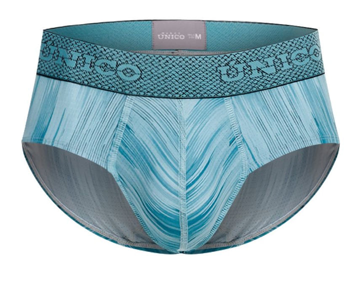 UNICO Hilada men's briefs in blue – printed stretch ergonomic low-rise underwear