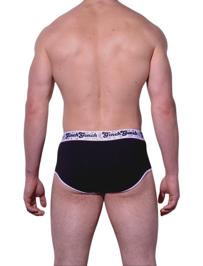 Ginch Gonch Black Magic Brief - Cotton Stretch Underwear with White Trim