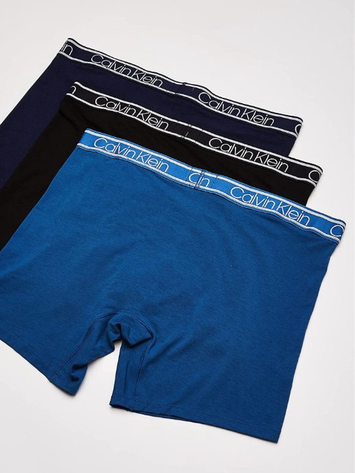 Calvin Klein Men`s Bamboo Comfort Boxer Briefs 3Pk (Black/Obsidian/Blue) XLarge