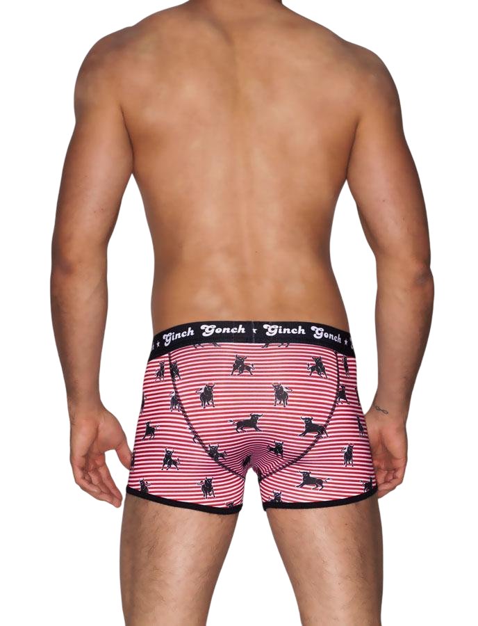 Ginch Gonch Wild Bulls Trunk - Bull & Stripe Print Poly-Stretch Underwear