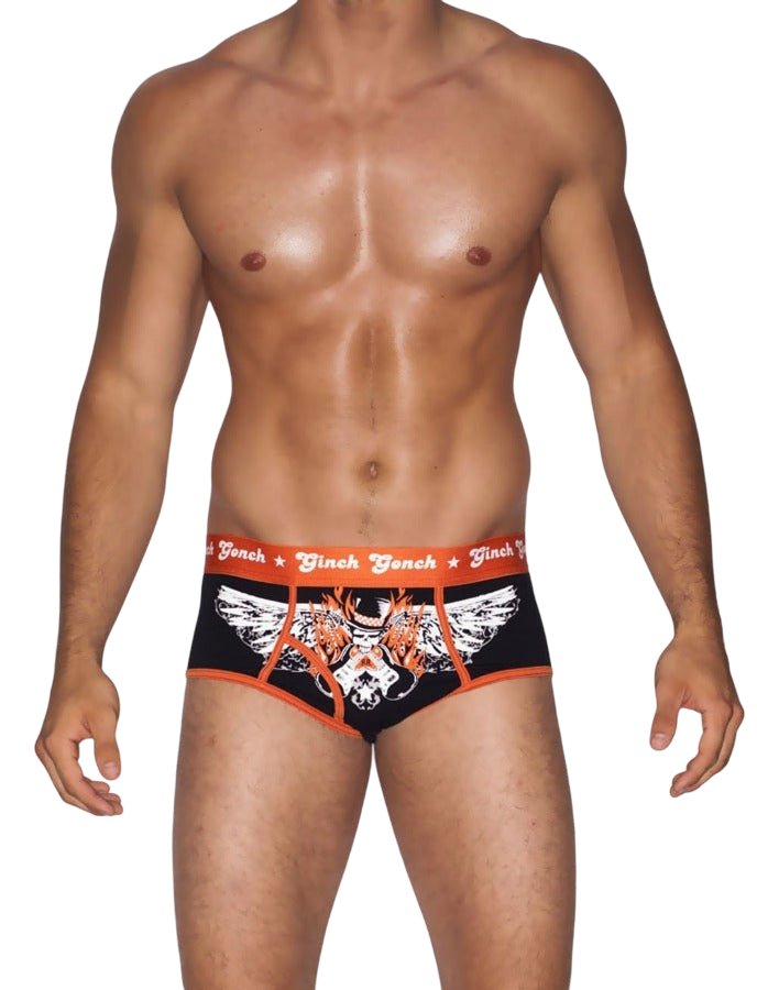 Ginch Gonch Rock Me Brief - Rockstar Skull & Guitar Cotton Stretch Jockey Underwear