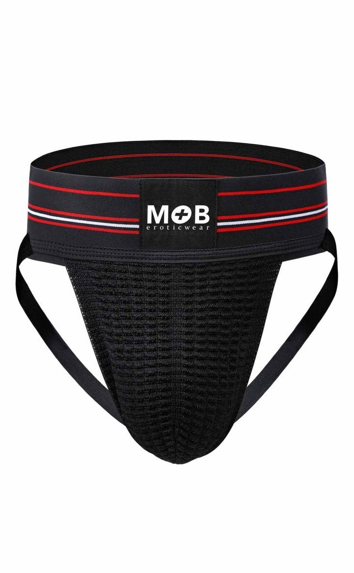 MOB Erotic Wear Men's 3" Wide Classic Jockstrap | White, Black, Red & Blue