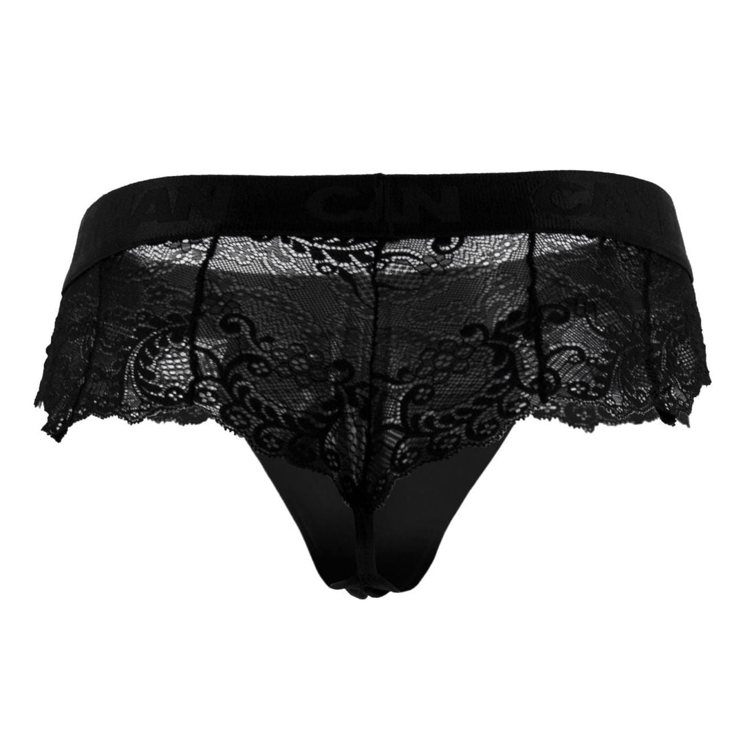 CandyMan men's black 99304 lace thong – sheer glamour lace sides minimal underwear