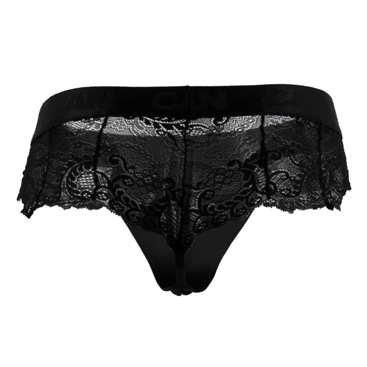 CandyMan men's black 99304 lace thong – sheer glamour lace sides minimal underwear