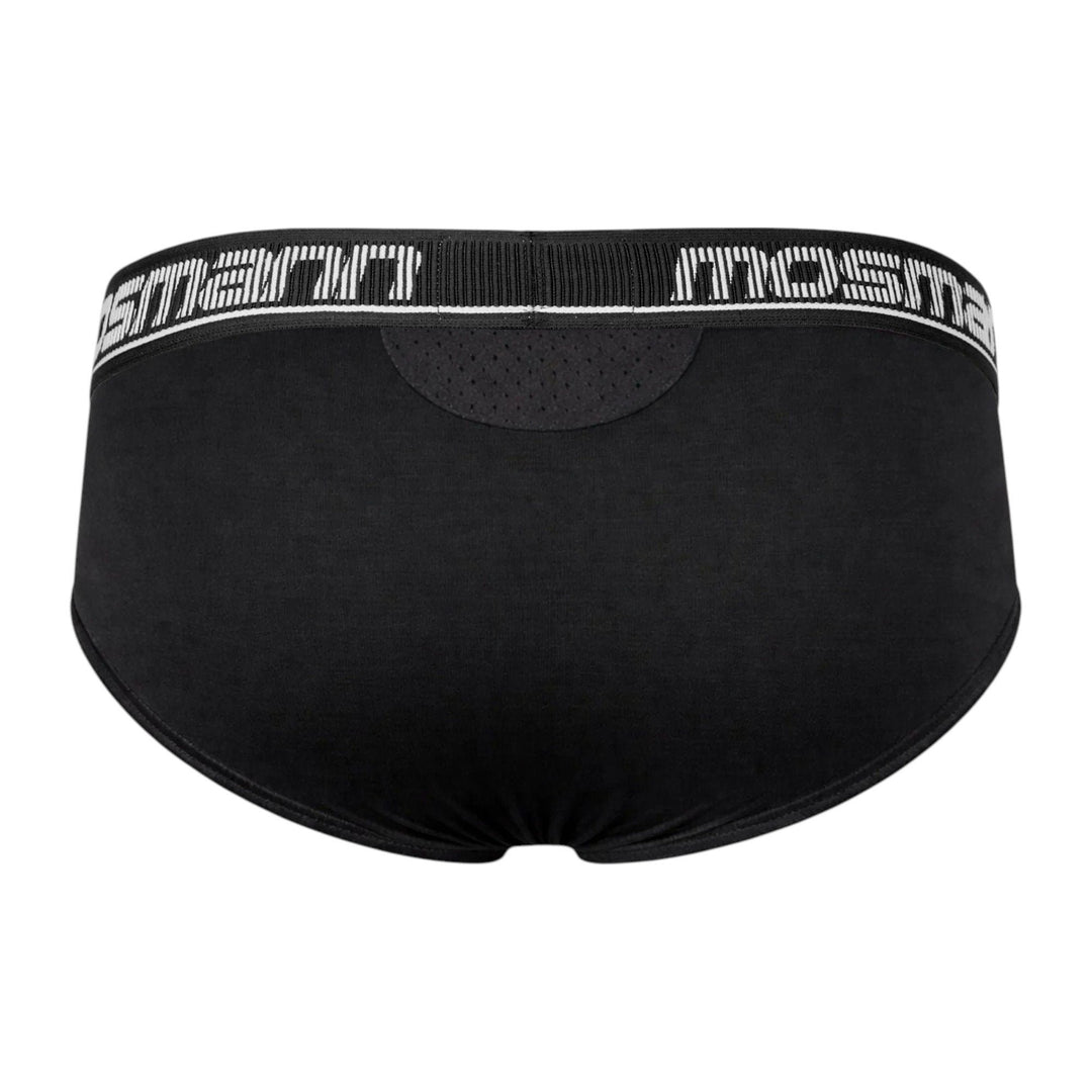Back view of Mosmann Comfort Core briefs in Ulysses showing perforated ventilation panel
