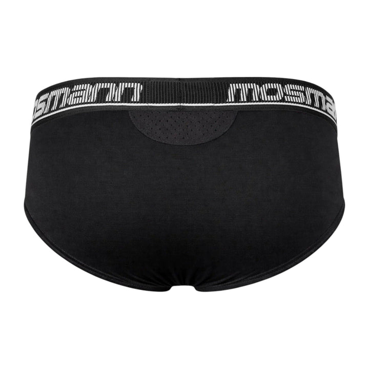 Back view of Mosmann Comfort Core briefs in Ulysses showing perforated ventilation panel
