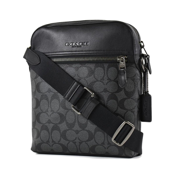 COACH Men's Houston Flight Bag In Signature Canvas (Gunmetal/Charcoal/Black)