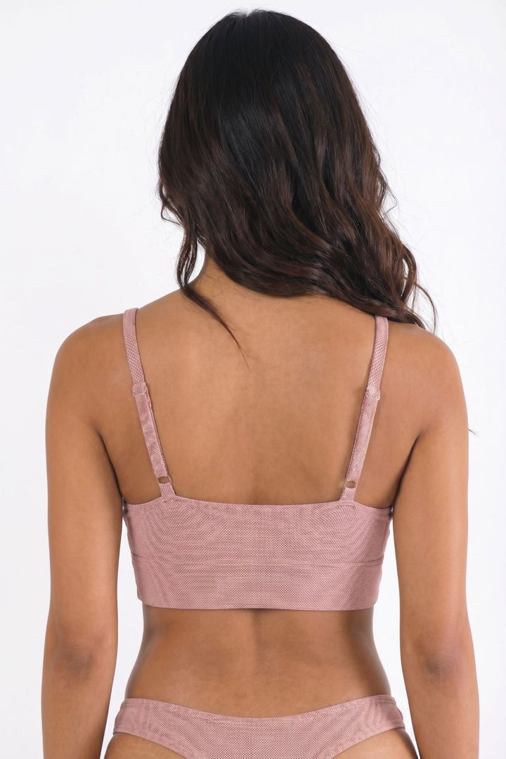 The Bell Pep Red Chambray Boob Hammock Scoop Bralette - Seamless Textured Bra