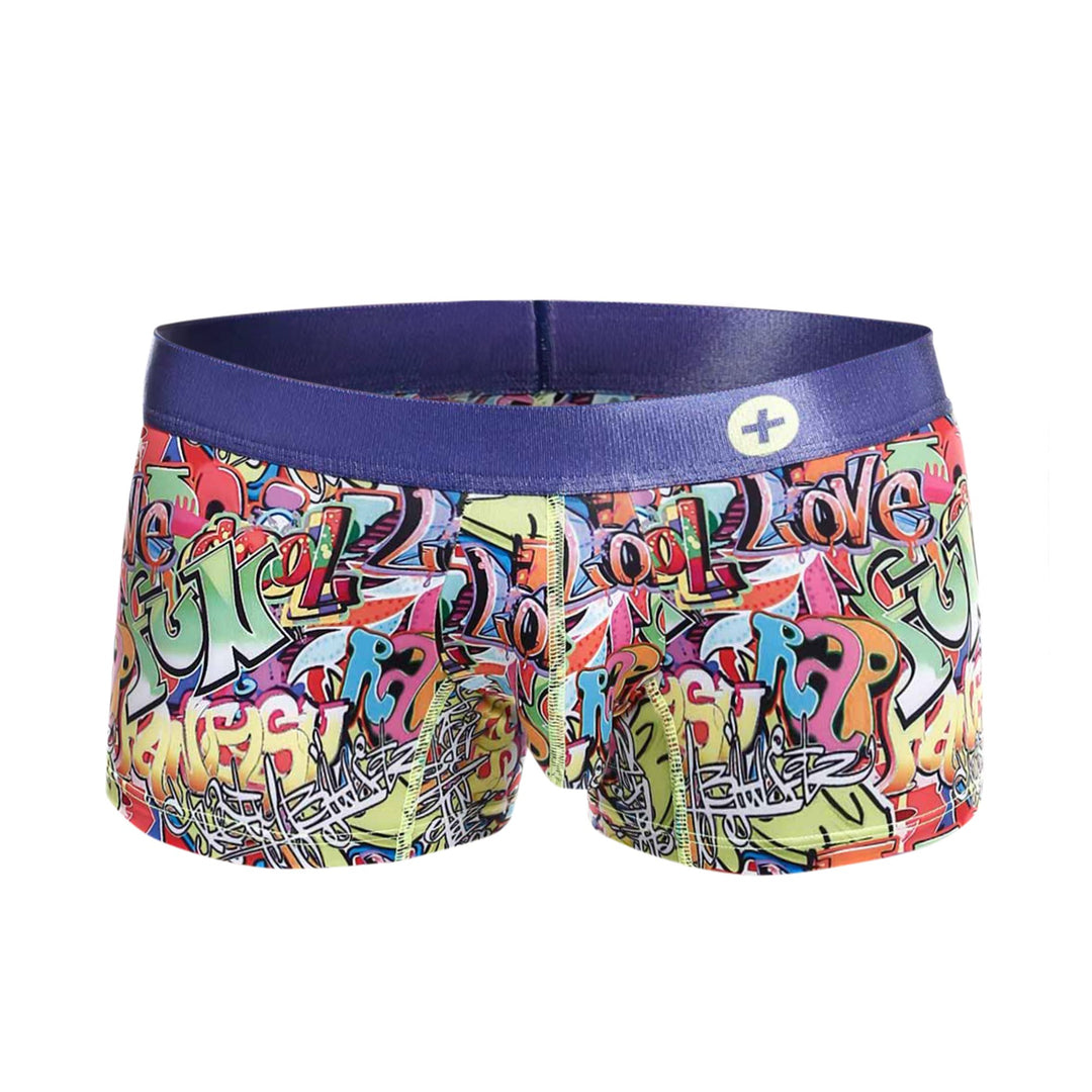 MaleBasics Men's Hipster Trunk Comics – Colorful Doodle Print Low-Rise Trunks