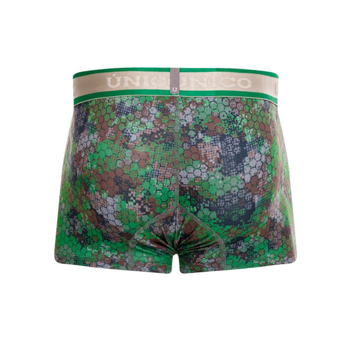 Mundo Unico Men’s Bóxer Corto Corpóreo Verde - Premium Printed Microfiber Short-Leg Trunk with Ergonomic Support Pouch