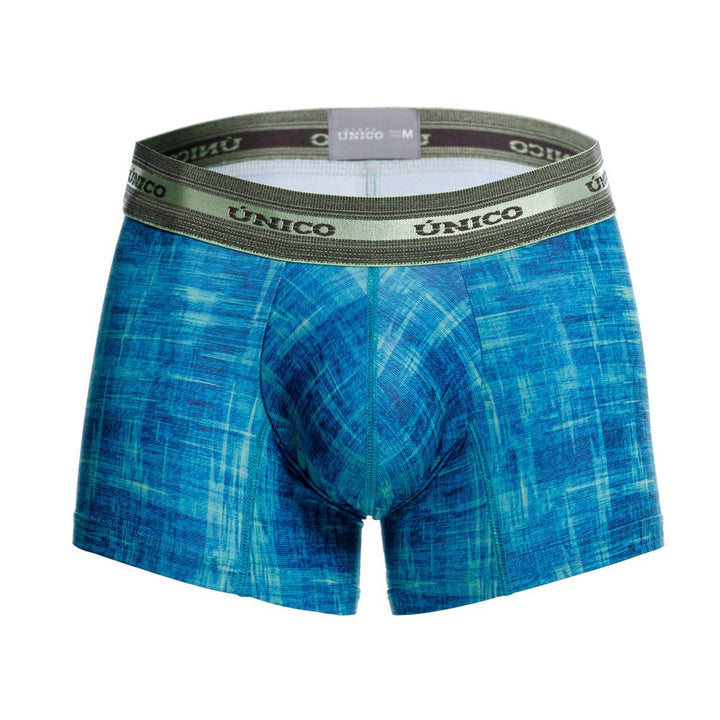 Mundo Unico men's green printed microfiber short boxer Recamado – front view